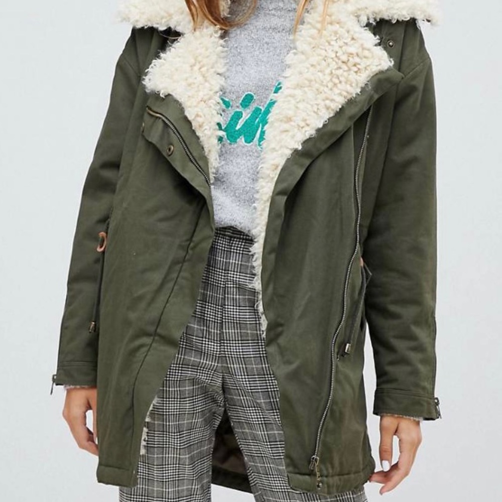 ONLY sheared linned fur oversized parka jacket